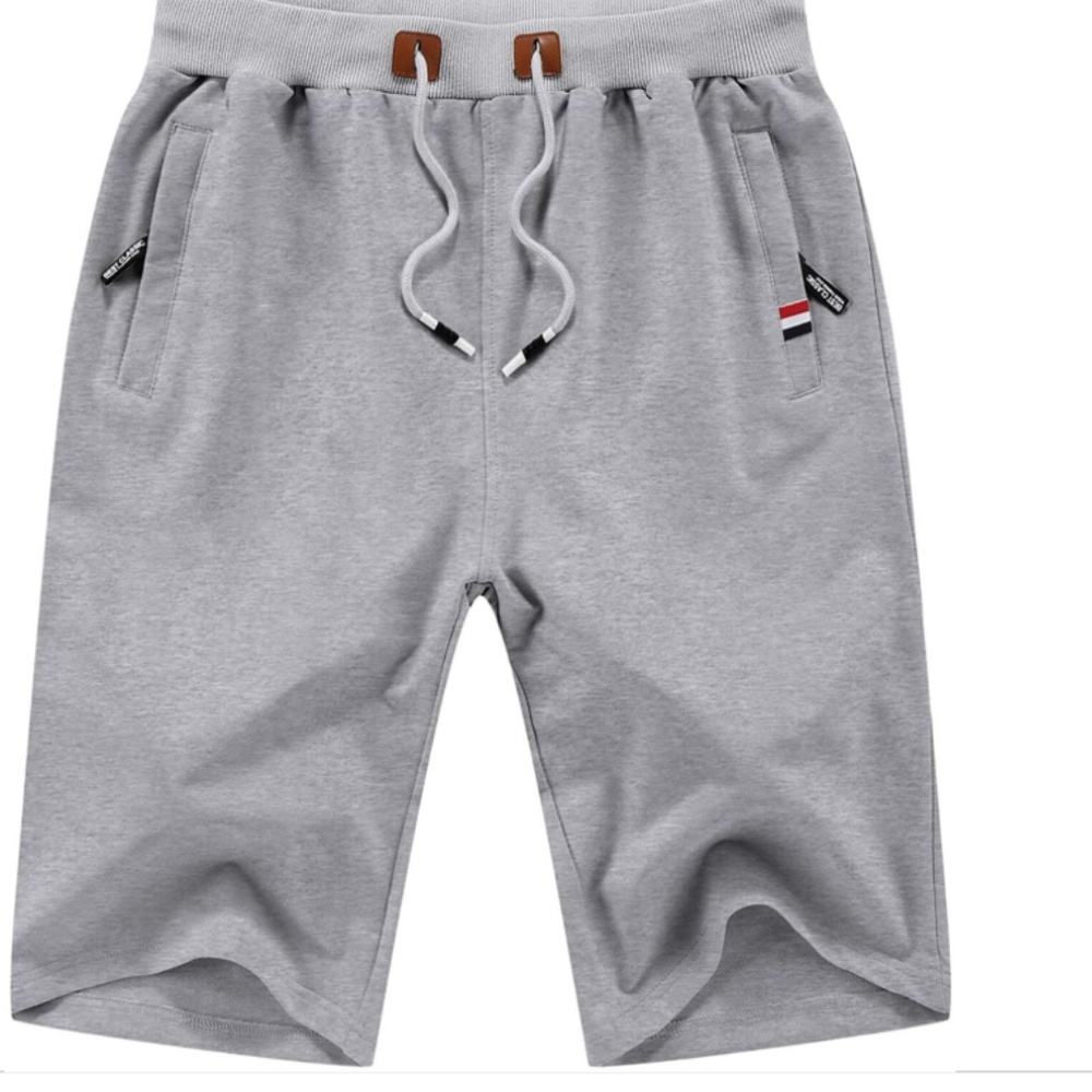 Mens Big and Tall Shorts Casual Zipper Pockets Elastic Waist- without drawstring